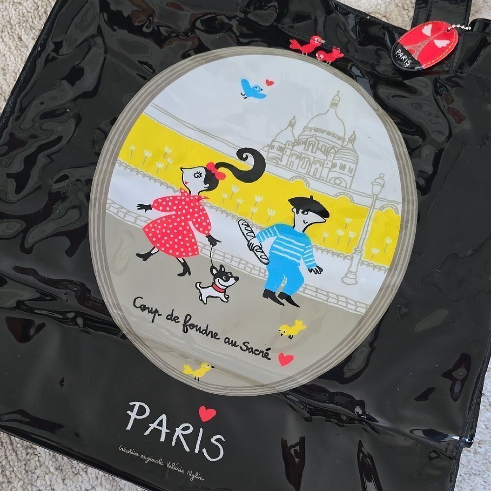 Valerie Nylin | Paris Themed Black Tote Bag